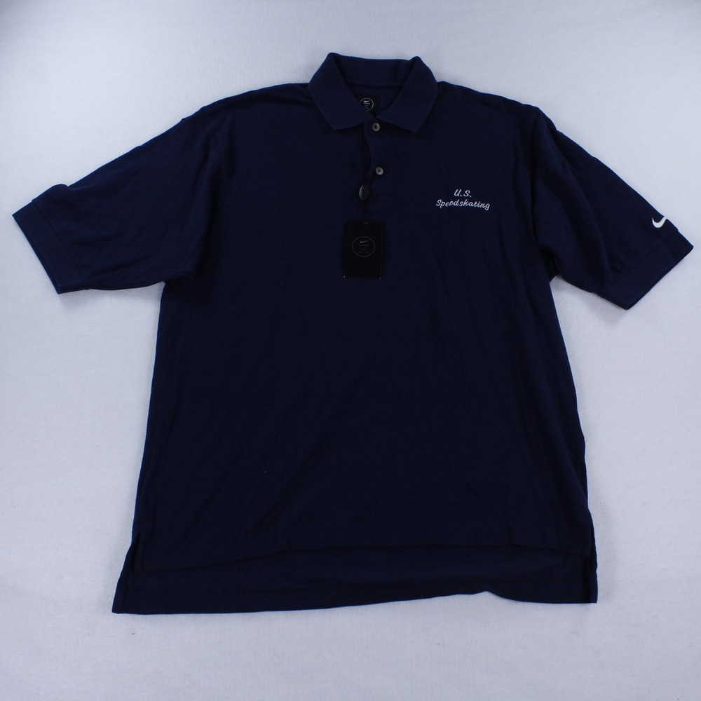 Nike Golf US Speedskating Polo Shirt Navy Blue Small S 100% Cotton NWT Team USA